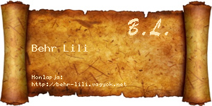 Behr Lili névjegykártya